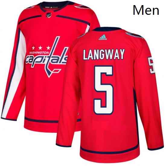 Mens Adidas Washington Capitals 5 Rod Langway Authentic Red Home NHL Jersey